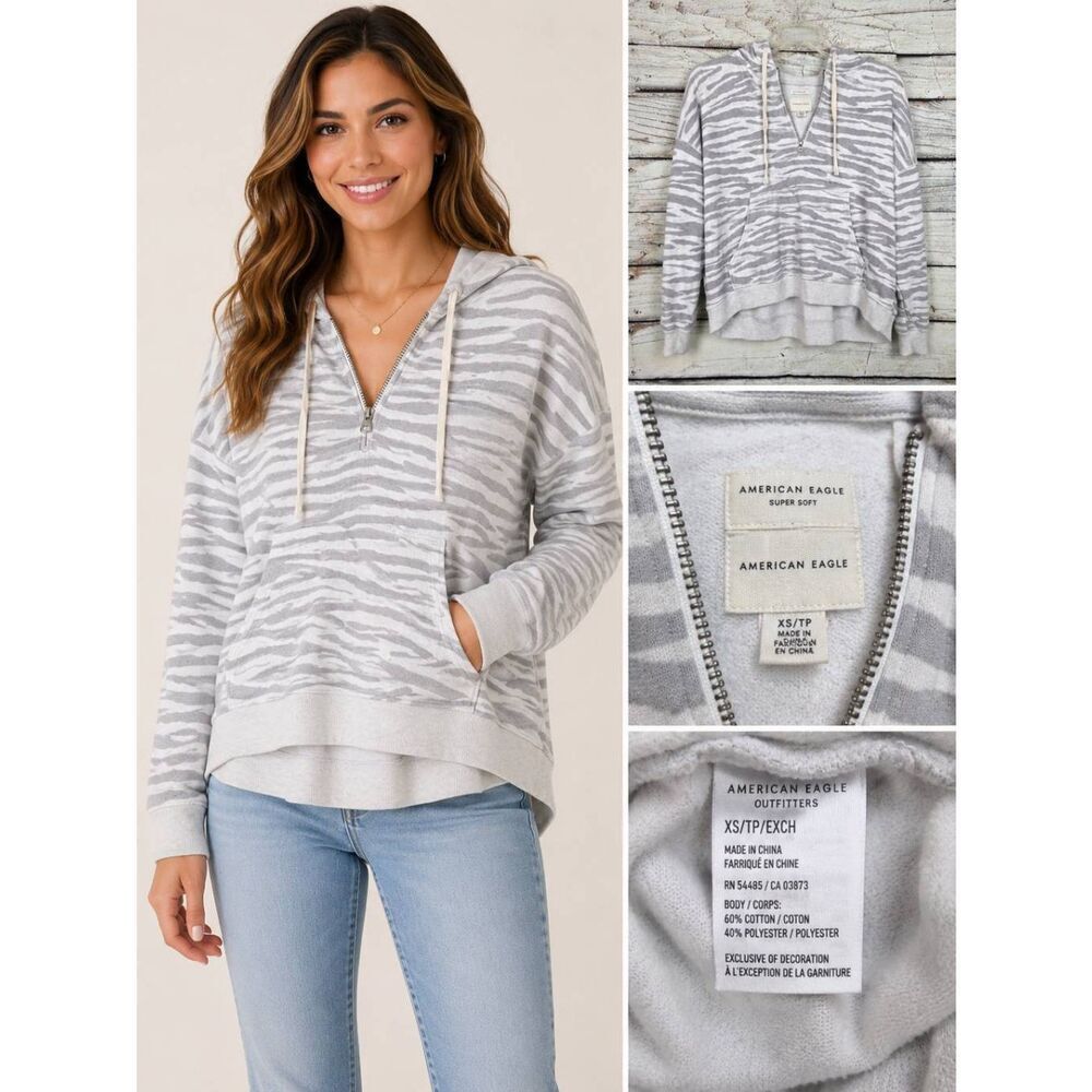 American Eagle Zebra Print Hoodie XS